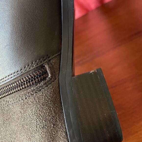 COACH Carmen Booties Two Tone Taupe Brown Leather Suede 5B USED Ankle Side Zip - Picture 16 of 16